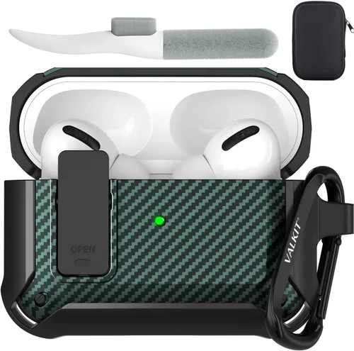 Vista 40 de Valkit Funda para Airpods Pro 2 con cerradura, funda militar de cuerpo completo para AirPod Pro rígida con llavero, funda para Airpods Pro de 2ª/1ª