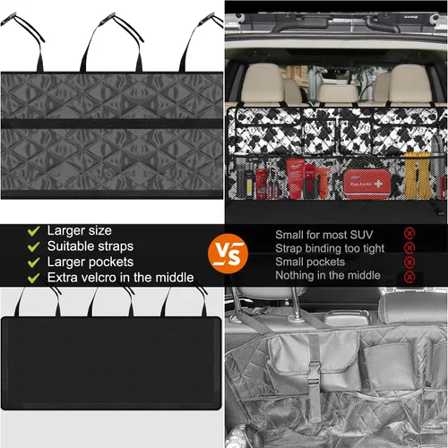 Vista 2 de Organizador de maletero Femuar, organizador de cajuela de gran capacidad (106,7*45,7 cm), bolsa de almacenamiento plegable para el coche con 8