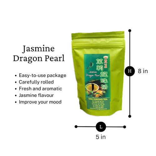Vista 4 de Jasmine Dragon Pearl, 3.99 oz - Té verde de hojas sueltas Té de jazmín - Van Cheong Tea