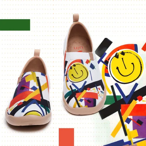 Vista 2 de UIN Zapatos planos de lona para hombre, ligeros, para caminar, casuales, cómodos, pintados con arte