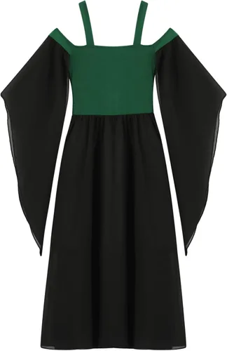 Vista 6 de YUUMIN Disfraz de princesa medieval para niñas, vestido renacentista, cuello cuadrado, vestido de Halloween o cosplay