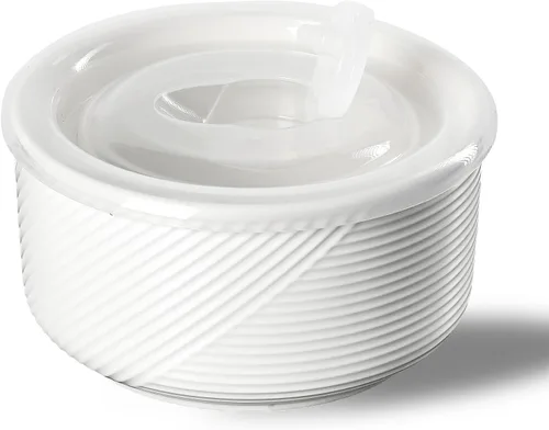 Vista 10 de Recipiente de cerámica con tapa: recipiente de almacenamiento de alimentos apto para microondas de 20 onzas para sopa, ensalada, cereales, sobras