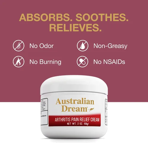 Vista 6 de Australian Dream Crema para aliviar el dolor de artritis, calmante y no grasosa, potente alivio del dolor tópico de la artritis, buena para dolores