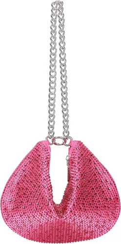Vista 4 de DEXMAY - Bolso de hombro con diamantes de imitación para mujer, bolso de mano para fiesta de noche