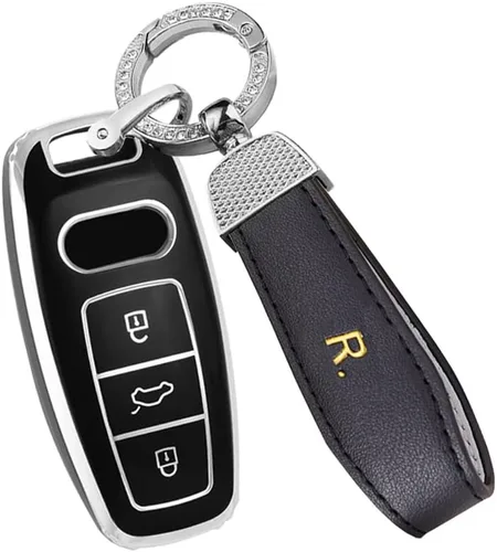 Vista 9 de ontto Funda para llavero de automóvil compatible con 2019 2020 A6 A6L A7 E-Tron A8 Q8 Key Box Remote Cover Negro