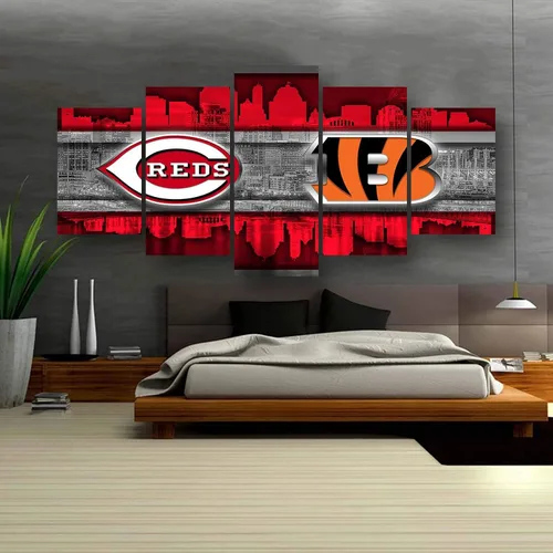 Vista 7 de Cincinnati City - Póster del equipo deportivo de la ciudad de Cincinnati, lienzo deportivo, patrón artístico de pared, diseño Art Deco