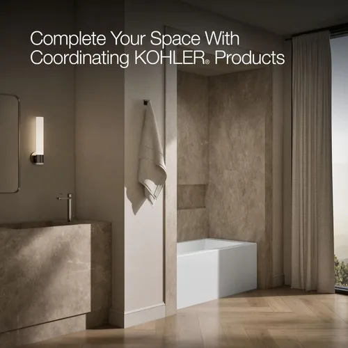 Vista 6 de Kohler 20201-LA-0 Bañera de alcoba Underscore® de 60" x 30" con delantal integral, brida integral y drenaje a la izquierda, Blanco