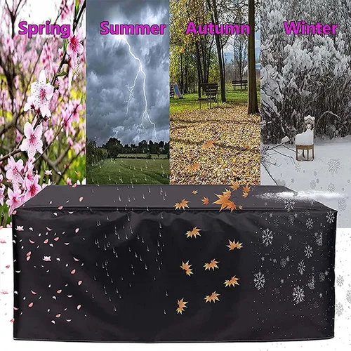 Vista 5 de Fundas negras para muebles de patio de 24 x 24 x 24 pulgadas, cubierta para muebles de exterior, impermeable, a prueba de polvo, rectangular, 420D