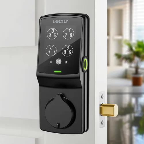 Vista 2 de Lockly Secure Plus, cerradura de puerta de entrada sin llave, cerraduras inteligentes para puerta delantera, cerrojo de bloqueo inteligente, teclado