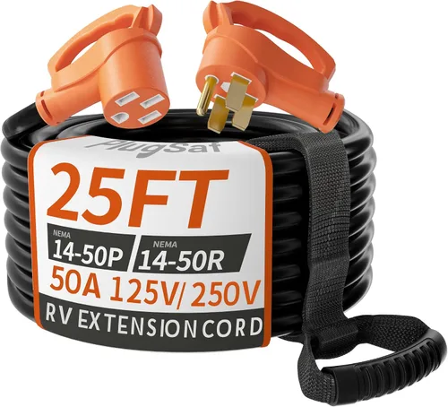 Vista 12 de PlugSaf NEMA 14-50P/14-50R 3 pies 50 Amp cable de extensión RV/EV para exteriores con mango de agarre, cable de alimentación RV STW flexible de 4