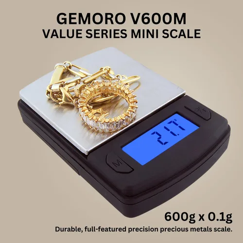 Vista 2 de GemOro Platinum V600M Mini báscula portátil duradera y precisa para encimera de joyeros Herramienta de precisión digital con lectura profesional