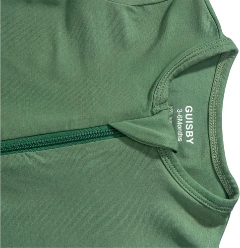Vista 5 de GUISBY Pijama de bambú para bebé, mameluco sin pies de manga corta, durmiente con cremallera de 2 vías