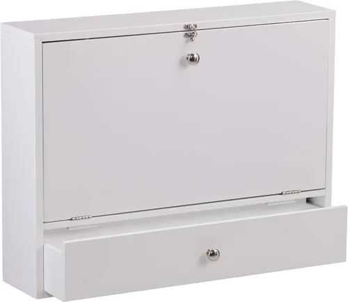 Vista 5 de SEI Furniture Willingham - Escritorio plegable para montaje en pared, color blanco
