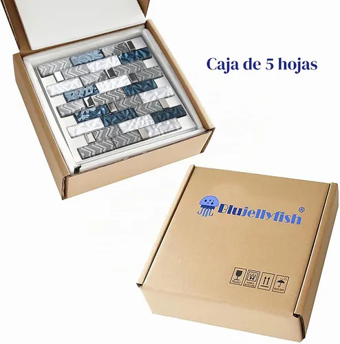 Vista 7 de Azulejos de vidrio para pared de cocina, baño (paquete de 5 hojas)