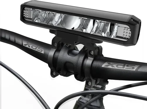 Vista 6 de Luces de bicicleta, luz de bicicleta súper brillante de 8000 mAh, 2600 lúmenes, 5 LED, recargable, faro, impermeable, 4 modos, función de banco