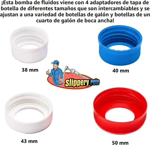 Vista 5 de Slippery Pete Bomba de líquido para botellas de galón y botellas de cuarto de galón de boca ancha (no para botellas de cuarto de galón estándar).