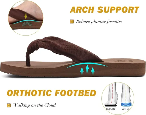 Vista 4 de KuaiLu Women's Yoga Foam Flip Flops with Arch Support Thong Sandals Non-Slip