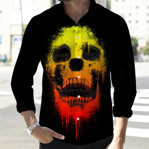 Vista 5 de Camisa hawaiana para hombre, camisas para hombre, camisas de manga larga estampadas para hombre, camisas con botones para hombre
