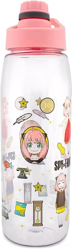 Vista 2 de Silver Buffalo Spy x Family Anya Icons - Botella de agua con tapa con asa superior de rosca, jarra deportiva grande de plástico, capacidad para 28