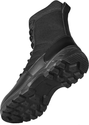 Vista 7 de Botas tácticas militares ligeras para hombres, duraderas YKK con cremallera lateral para policía, ejército, combate, selva, transpirables, cómodas