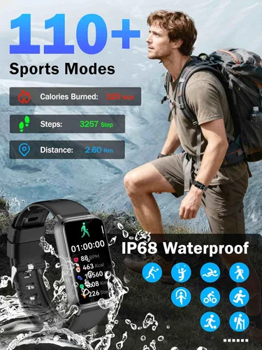 Vista 5 de KPEP AMOLED Fitness Watches for Women Men with Stress Blood Oxygen Heart Rate Monitor Sleep Tracking 110+ Sport Modes Fitness Tracker Watch Calorie