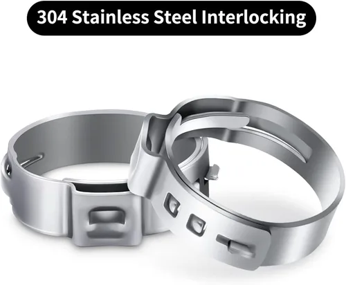 Vista 2 de 50 abrazaderas de cincha PEX de 3/4 pulgadas, abrazaderas de acero inoxidable 304 PEX anillos de engarce para conexiones de tubería PEX