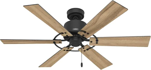 Vista 13 de Hunter 52 pulgadas Ventilador de techo para interiores sin luz - Ventilador de techo negro sin luz, 6 aspas, montaje estándar, para dormitorio, sala