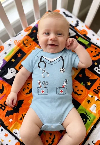 Vista 5 de Tstars Baby Doctor Enfermera Body Infantil Halloween Scrubs Niño Niña Aguamarina