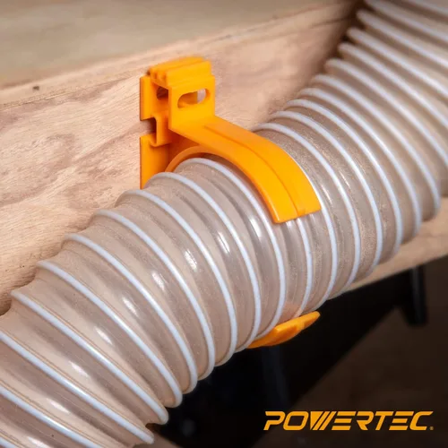 Vista 6 de POWERTEC 70342-P2 Perchas de estilo abierto para tubería y manguera de recolección de polvo de 2-1/2 pulgadas con múltiples opciones de montaje