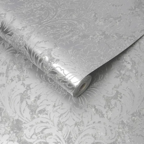 Vista 4 de Papel pintado de oro rosa y gris de Milan Damask