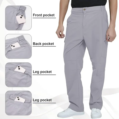 Vista 3 de MEETYOO Pantalones cargo de senderismo para hombre, impermeables, tácticos, ligeros, elásticos, para acampar