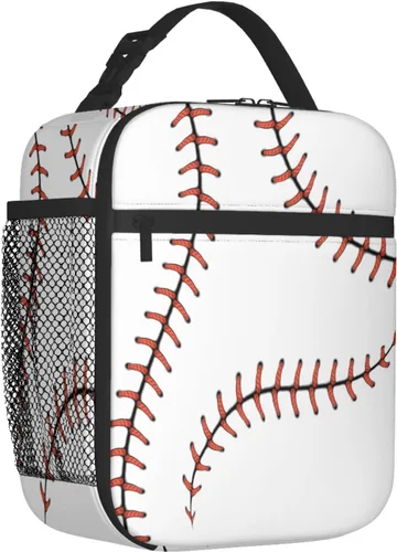 Vista 2 de Bolsa de almuerzo de béisbol para mujeres y hombres, lonchera reutilizable con aislamiento para el trabajo, oficina, escuela, picnic, bolsa portátil