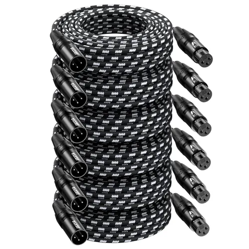 Vista 12 de EBXYA Paquete de 4 cables XLR de 6 pies, cable de micrófono XLR trenzado de alta calidad macho a hembra, 3 pines, cables de micrófono equilibrados