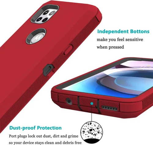 Vista 5 de Funda para Moto One 5G Ace con protector de pantalla, resistente de triple capa, a prueba de golpes, a prueba de caídas/polvo, híbrida, resistente