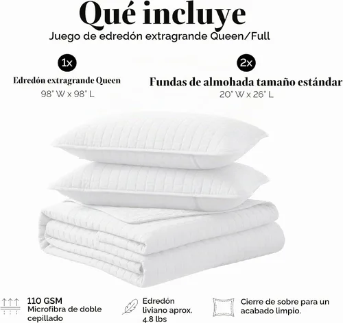 Vista 2 de Southshore Fine Living, Inc. - Juego de edredón extragrande, resistente a pelo de mascotas, con 2 fundas de almohada, tamaño matrimonial/Queen