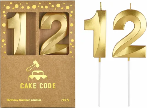 Vista 30 de Velas de cumpleaños de oro con diamantes de 2.76 pulgadas, velas de números dorados, velas de números de pastel, celebración de fiesta