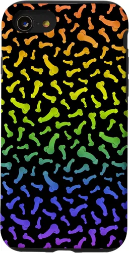 Vista 18 de Funda negra con diseño de pene o polla arcoíris para iPhone 17