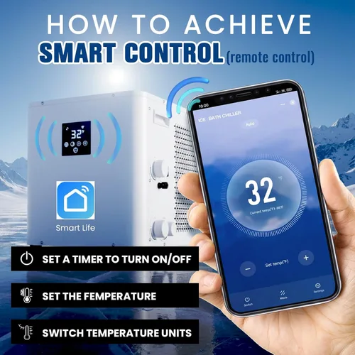 Vista 7 de ICEGALAX Enfriador de baño de hielo 1HP para bañera de hielo, enfriador de agua de control inteligente con bomba y filtro integrados, enfriamiento