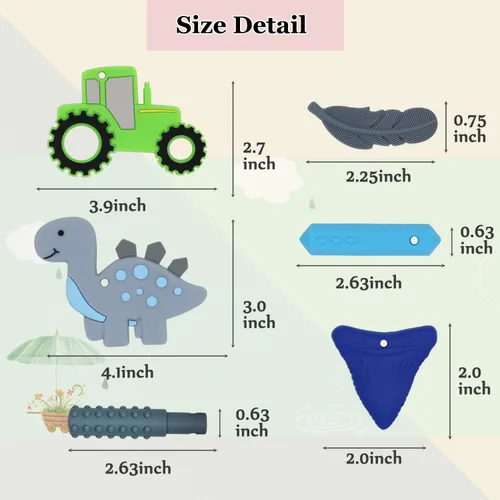 Vista 6 de Collares masticables para niños sensoriales, 6 piezas de collar masticable para niños y niñas para masticar morder y dentición, collares masticables
