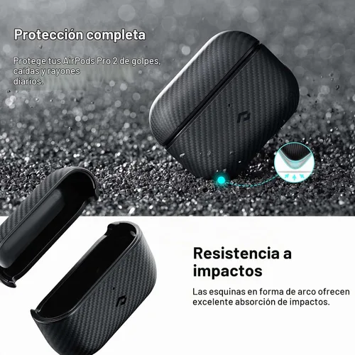 Vista 4 de PITAKA Funda MagSafe, fibra de aramida tejida para AirPods Pro 2, color Negro