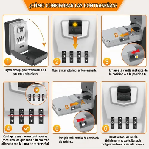 Vista 9 de HUANLANG Caja de bloqueo de llave con código, caja de seguridad de montaje Gris