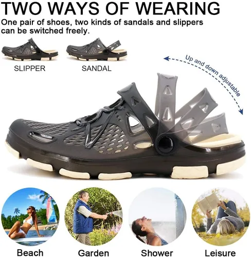 Vista 4 de beister Zuecos para hombre antideslizantes zapatos de agua con correa ajustable, mulas ligeras sin cordones para jardín, cocina, exteriores, playa