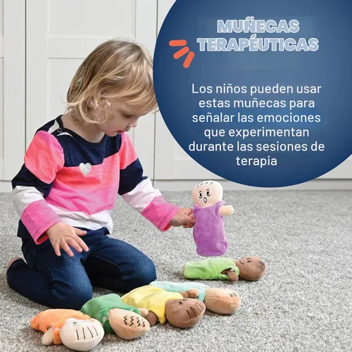 Vista 4 de Constructive Playthings - Juego de 6 muñecas de peluche con expresiones para el aprendizaje social y emocional, juego de muñecas de tela sensorial