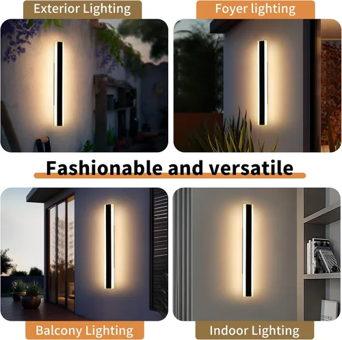 Vista 6 de Apliques de pared para exteriores, luces de pared modernas de 31.4 pulgadas, 3 luces de color 3000 K/4500 K/6000 K, panel acrílico, luz exterior
