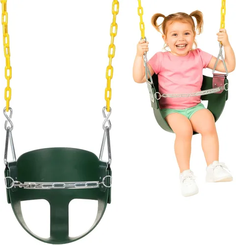 Vista 3 de Columpio Eastern Jungle Gym resistente, con respaldo alto, para bebés, con cadenas cubiertas y correa de seguridad