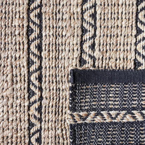 Vista 4 de SAFAVIEH Natural Fiber Collection NFB655Z - Alfombra de pasillo de 2 pies 3 pulgadas x 8 pies, color negro y natural, hecha a mano de yute a rayas