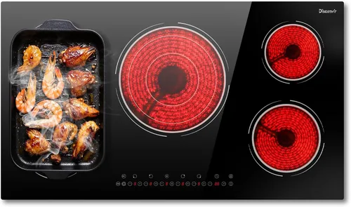 Vista 17 de Placa eléctrica de 2 quemadores con mango de 110 V, 2000 W Shard Power 24 Inch Ceramic Stove Top Countertop Burner, Knob and Touch Control with