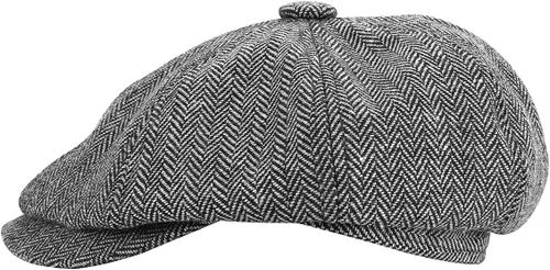 Vista 2 de Newsboy - Gorra para hombre, mezcla de lana de tweed de espiga