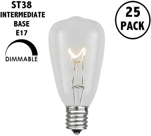 Vista 4 de Novelty Lights Bombillas de repuesto incandescentes ST38 Edison de 7 W, paquete de 25 Transparente (St38)