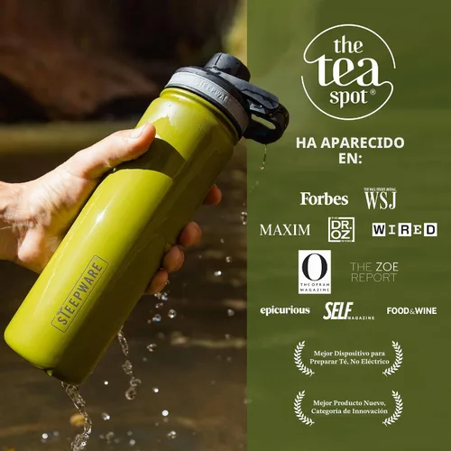 Vista 5 de The Tea Spot Steepware - Vaso de té y termos, 22 onzas, botella de té con infusor de té para té de hojas sueltas o café helado, elegante vaso